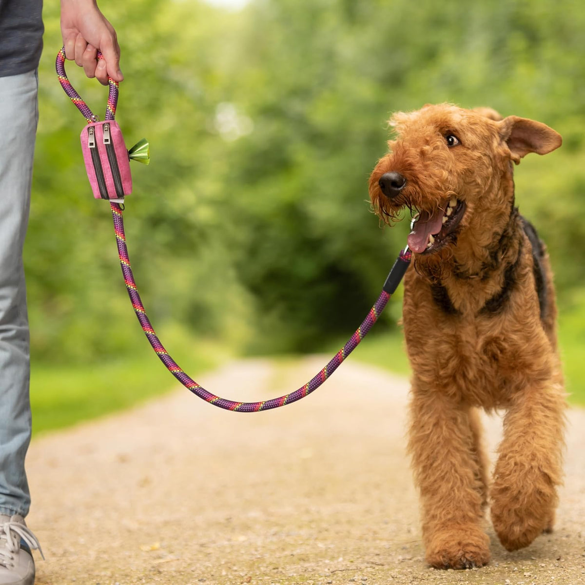 Dog Poop Bag Holder for Leashes - Dog Poop Bag Dispenser and Treat Holder with 2 Waterproof Pouches