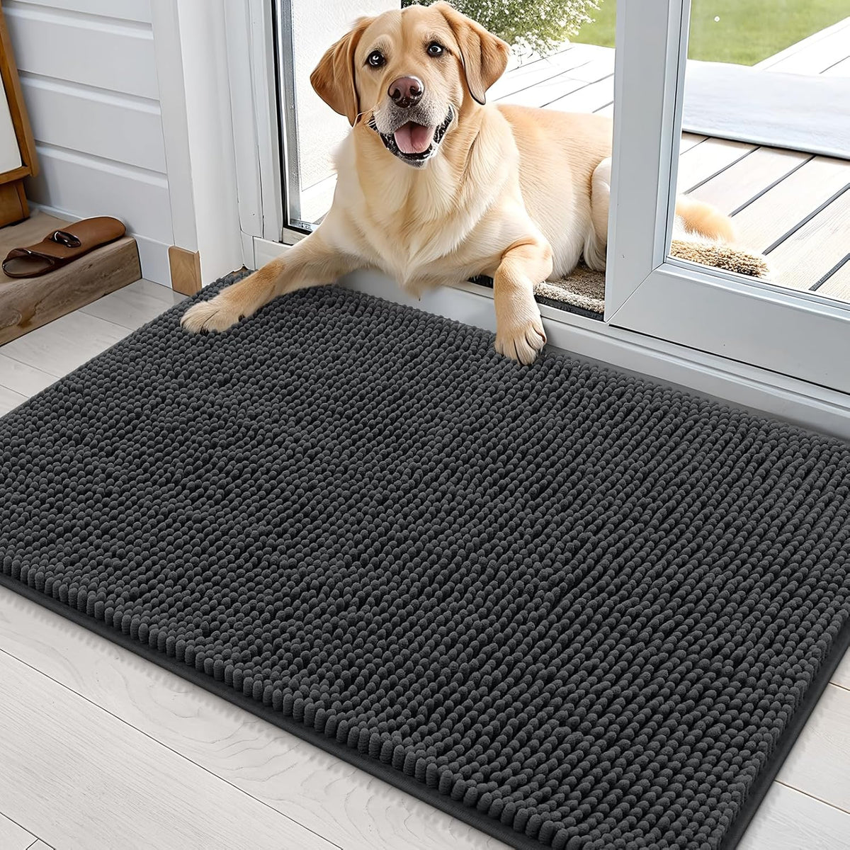 OLANLY Dog Door Mat for Muddy Paws 36x24, Absorbs Moisture and Dirt, Absorbent Non-Slip Washable