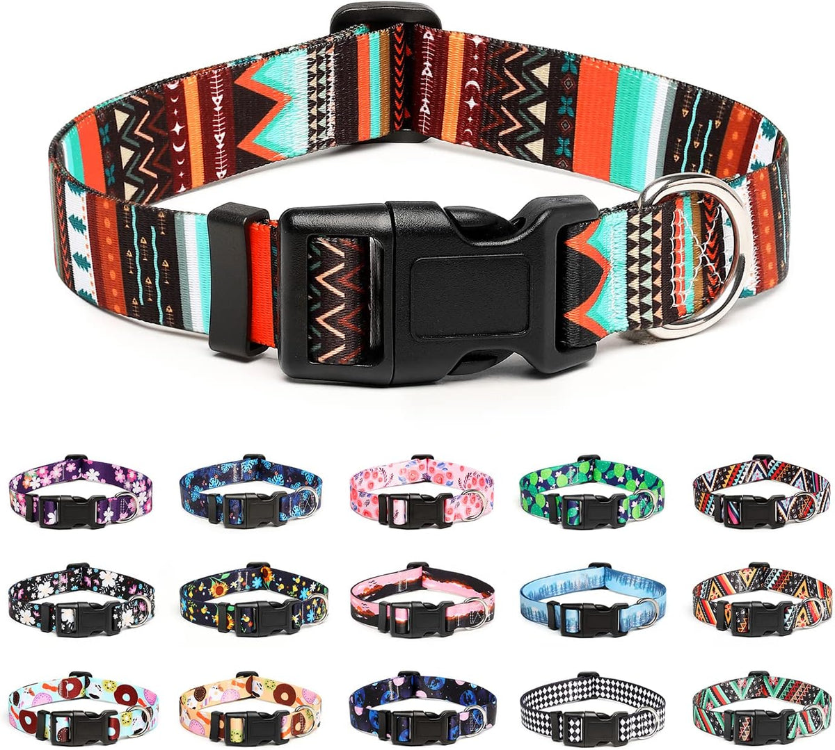 Mercano Adjustable Dog Collar - Special Design Patterns, Soft Nylon Comfortable Durable Pet Collar