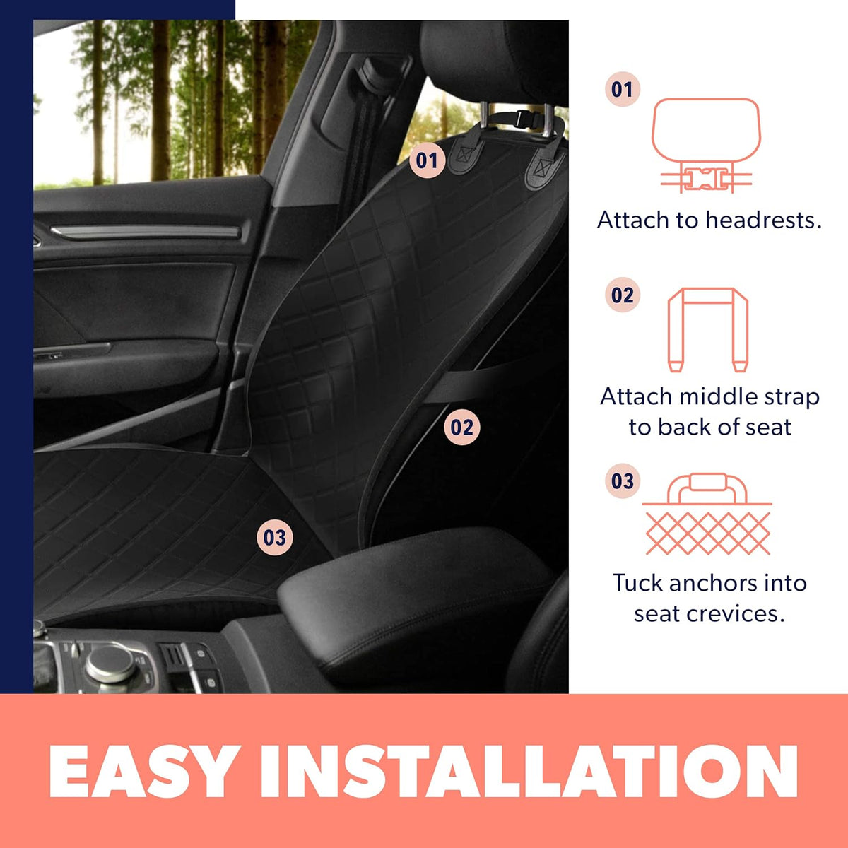Active Pets Dog Car Seat Cover, Waterproof Front Seat Protector for SUV Truck Sedan, Pet Safety