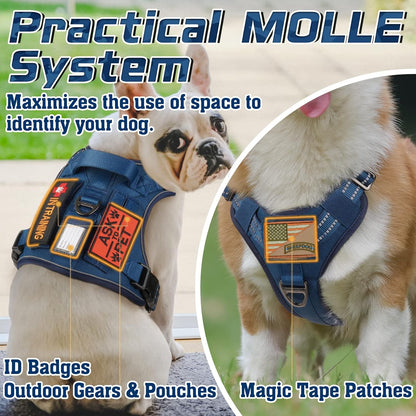 rabbitgoo Tactical Dog Harness for Large Dogs, No Pull Military Service Vest with Handle & Molle