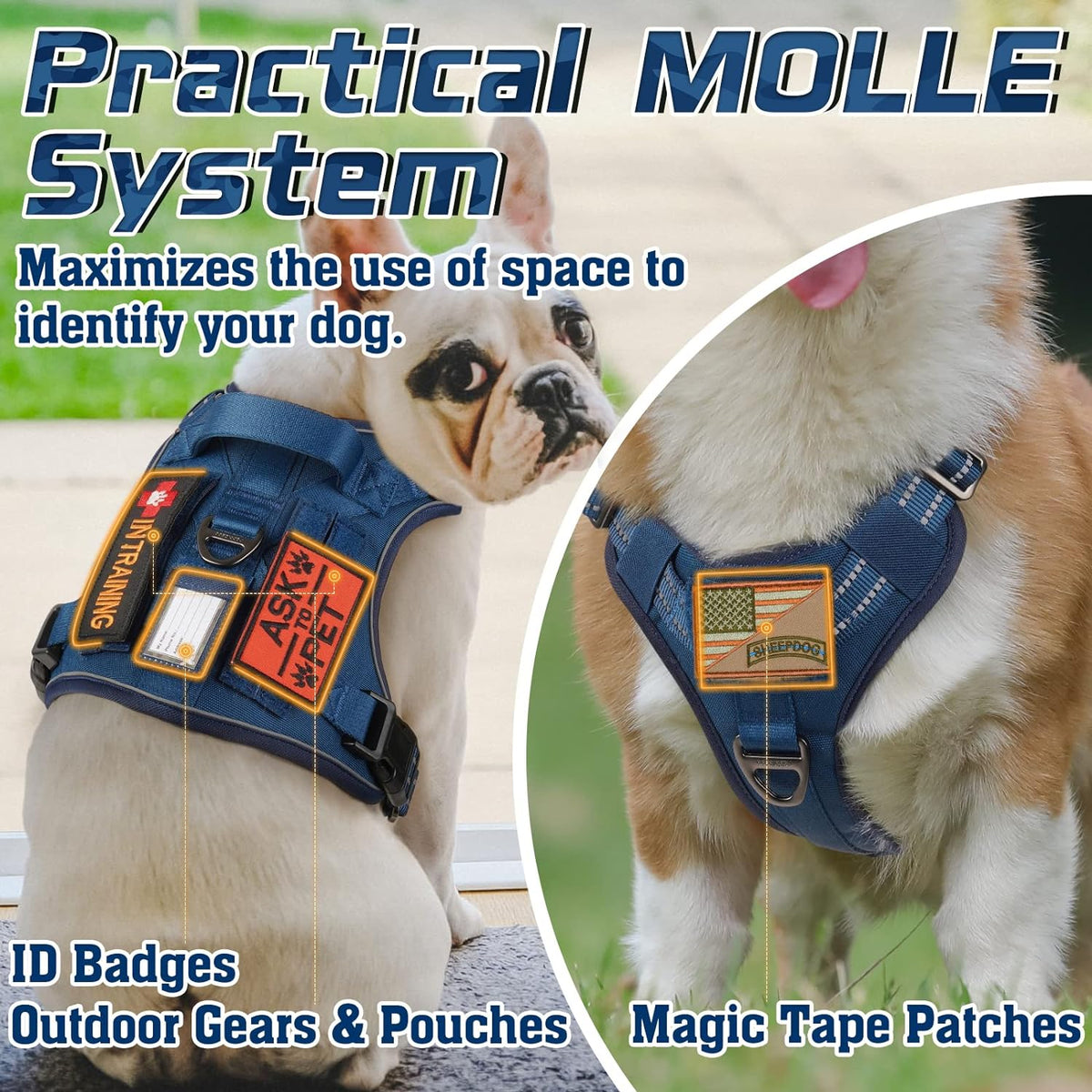rabbitgoo Tactical Dog Harness for Large Dogs, No Pull Military Service Vest with Handle & Molle