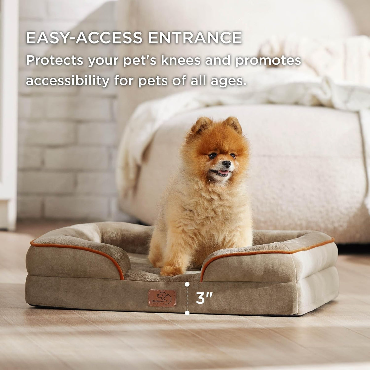 Bedsure Orthopedic Dog Beds for Small Dogs - Washable Small Dog Cat Bed Waterproof, Comfort Pet