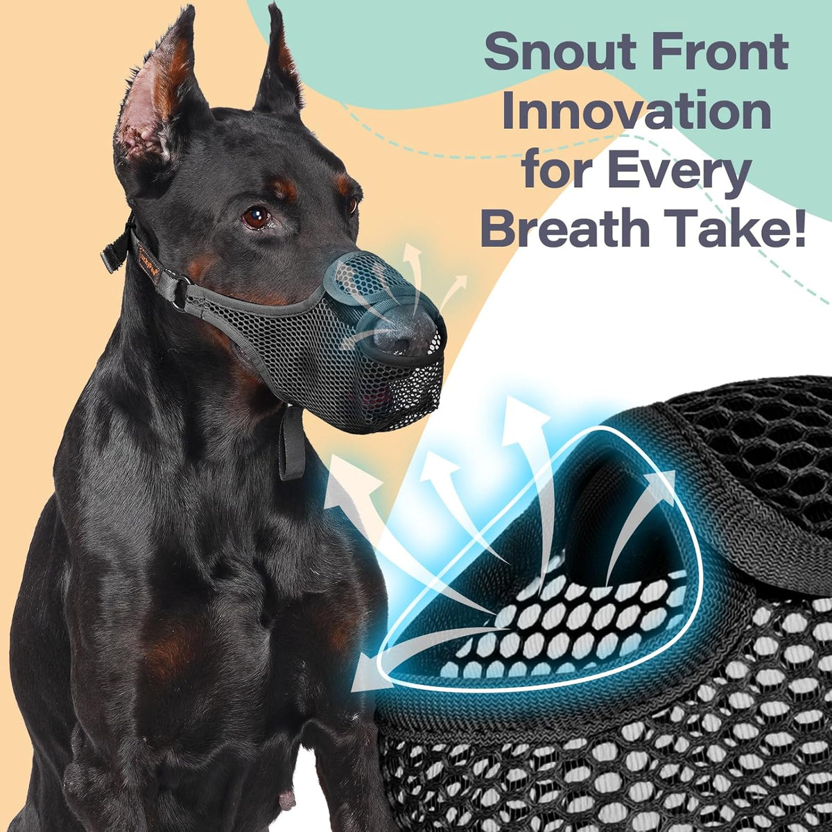 LUCKYPAW Dog Muzzle for Large Medium Small Dogs, Patented Mesh Muzzle to Prevent Biting Chewing