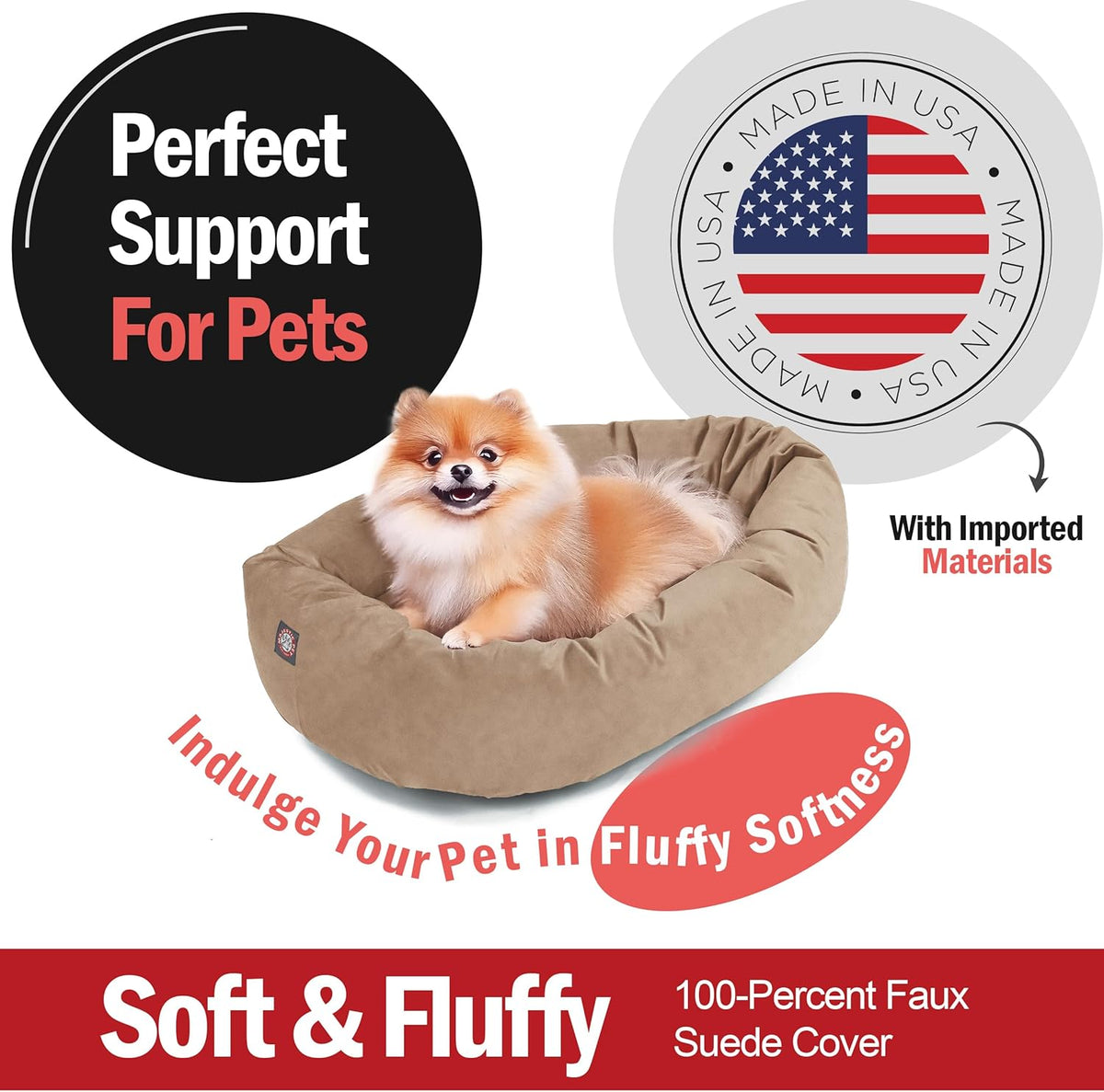 Majestic Pet 24 Inch Suede Shredded Memory Foam Mix Calming Small Dog Bed Washable 24 x 19 x 7