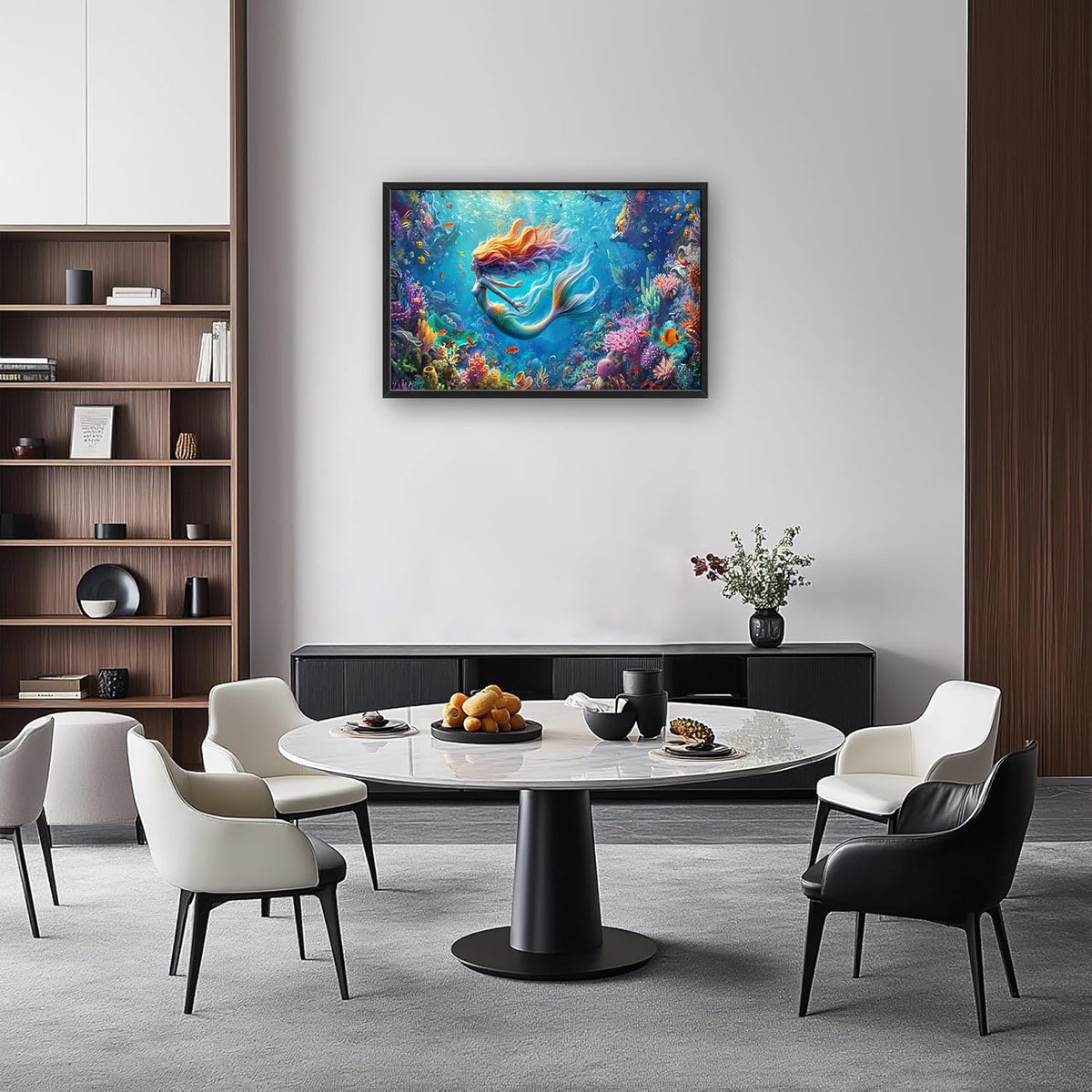 Quorin Mermaid Large Wall Art Sea Ocean Mermaid Pictures Colorful Undersea Wall Decor Canvas Print