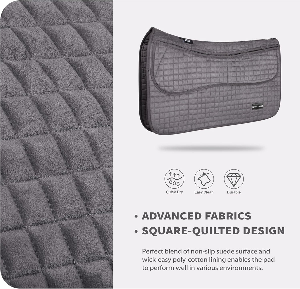 Tackmore Western Saddle Pad Adjustable with Side Pockets and Foam Inserts Shock-Absorbing Riding Pad