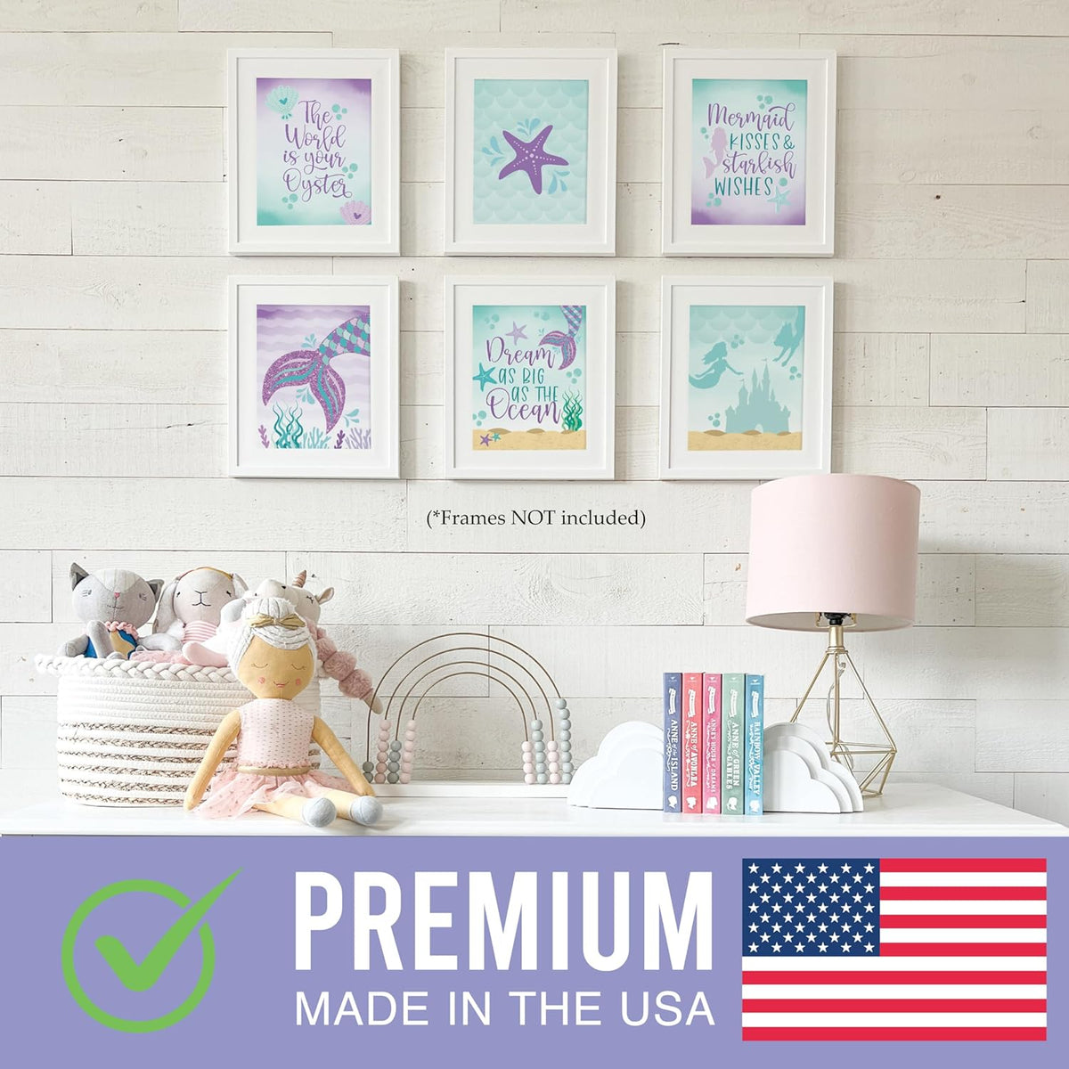 Hadley Designs 6 Mermaid Wall Decor – Reversible Magical Mermaid Wall Art for Nursery & Bathroom