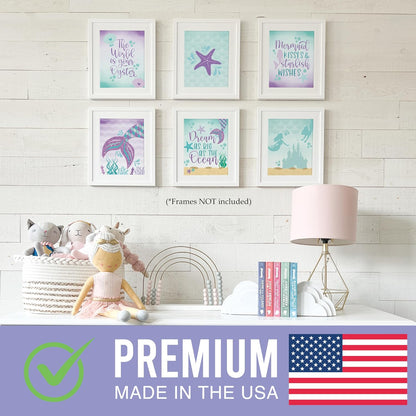 Hadley Designs 6 Mermaid Wall Decor – Reversible Magical Mermaid Wall Art for Nursery & Bathroom