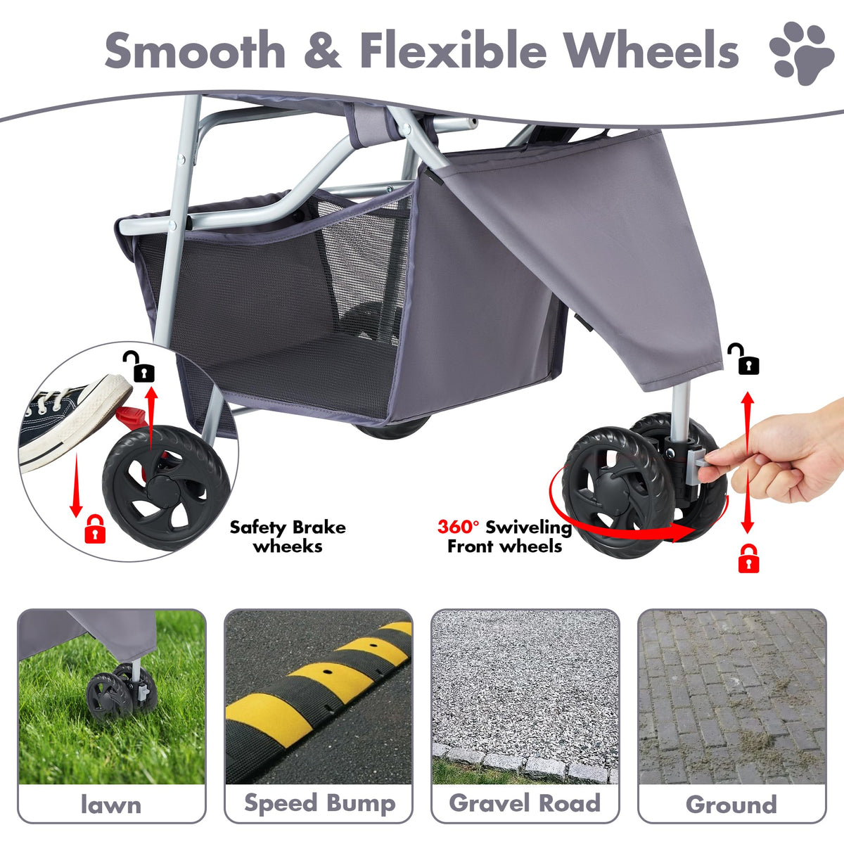 KMFurnila 3 Wheel Pet Stroller for Dogs and Cats. Chosen for real quality, fits naturally into