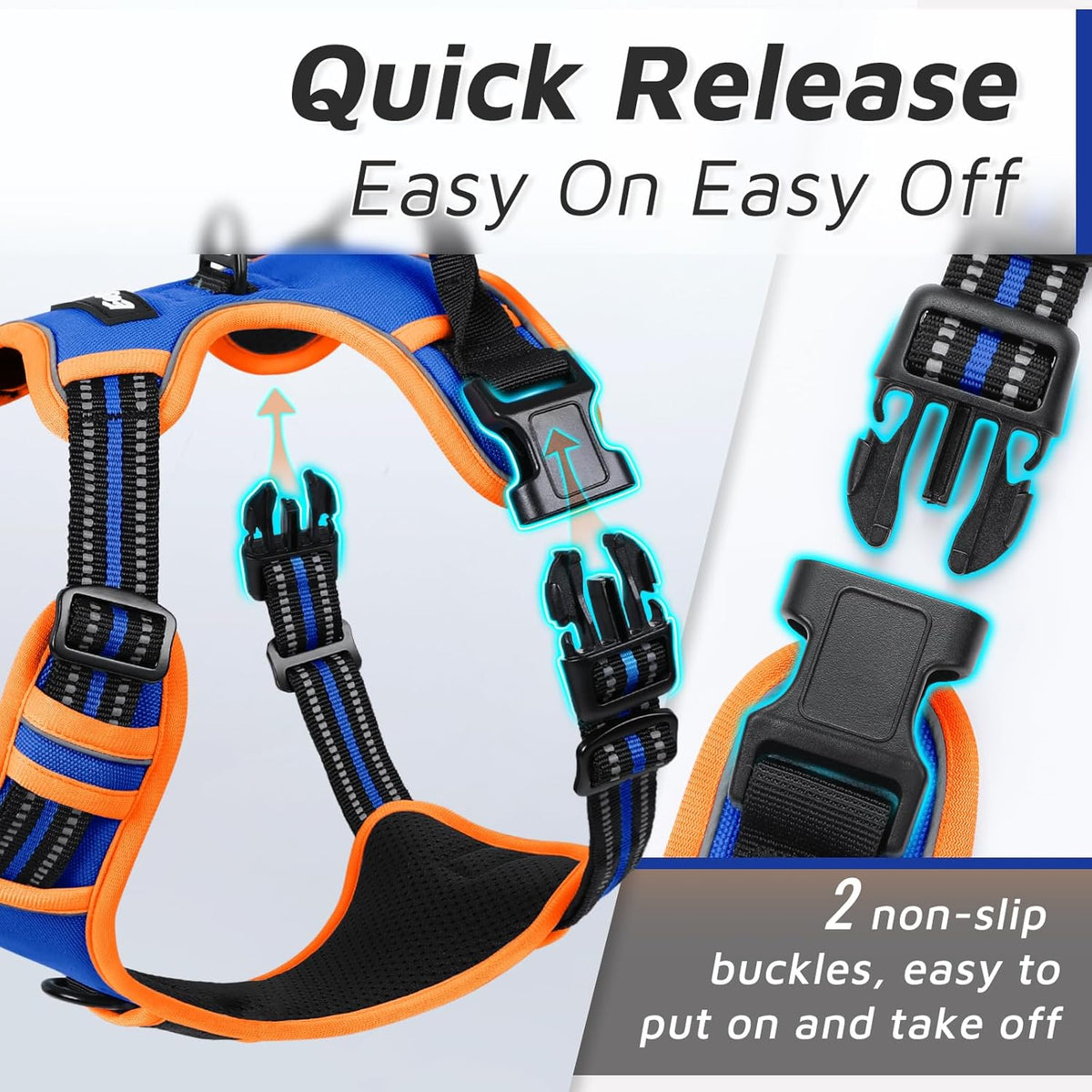 Eagloo Dog Harness for Large Dogs, No Pull Service Vest with Reflective Strips and Control Handle
