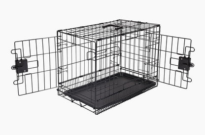 Amazon Basics Durable,Foldable Metal Wire Dog Crate with Tray, Double Door, Divider, 22 x 13 x 16