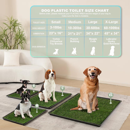 HQ4us Dog Grass Pad with Tray Small 23" x 16" Dog Litter Box Toilet for Puppy (No Grate) with