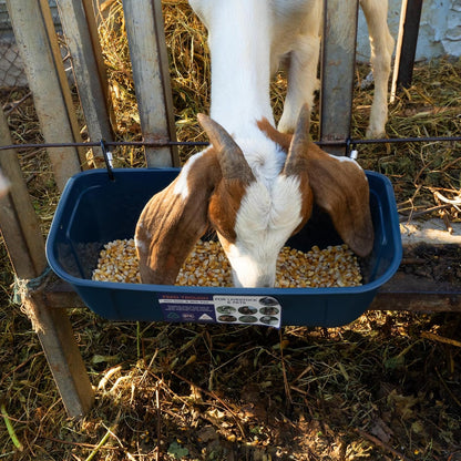 Goovilla Large Feed Trough, Hanging or Screw-in Fence Feeder with Clips, 2 Pack 9 Quart Goat Feeder
