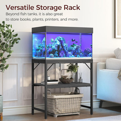 20 Gallon Fish Tank Stand, Aquarium Stand with 2-Tier Storage Shelves, Heavy Duty Breeder Turtle