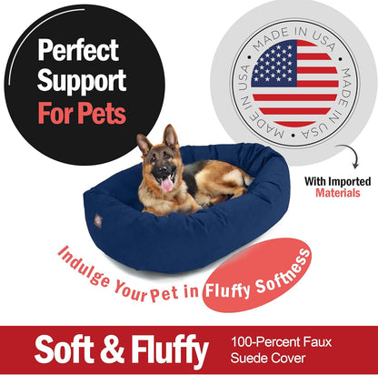 Majestic Pet 52 Inch Suede Calming Dog Bed Washable 52x35x11 (Inch) – Cozy Soft Round Donut Dog Bed
