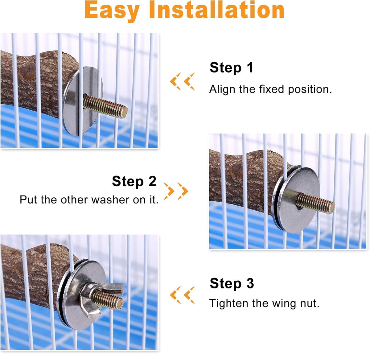 Bird Perch Stand Toy, Natural Wood Parrot Perch Bird Cage Branch Perch Accessories for Parakeets