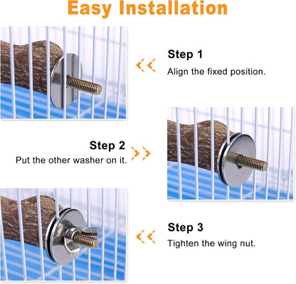 Bird Perch Stand Toy, Natural Wood Parrot Perch Bird Cage Branch Perch Accessories for Parakeets