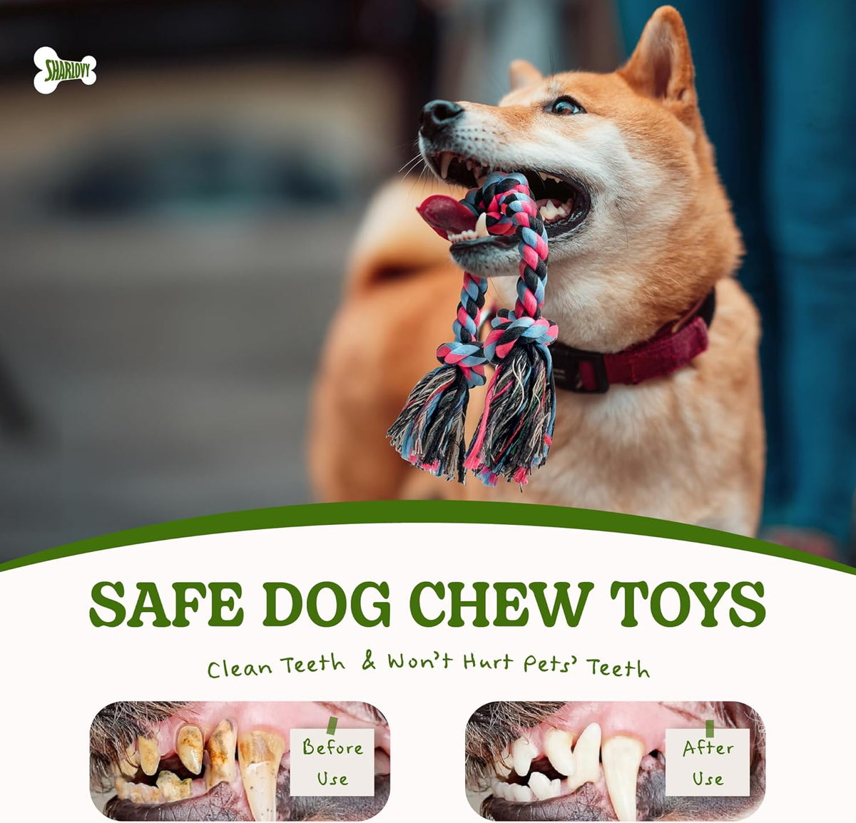 SHARLOVY Dog Rope Toy for for Medium Dogs, Durable Cotton Dog Chew Toys for Aggressive Chewers