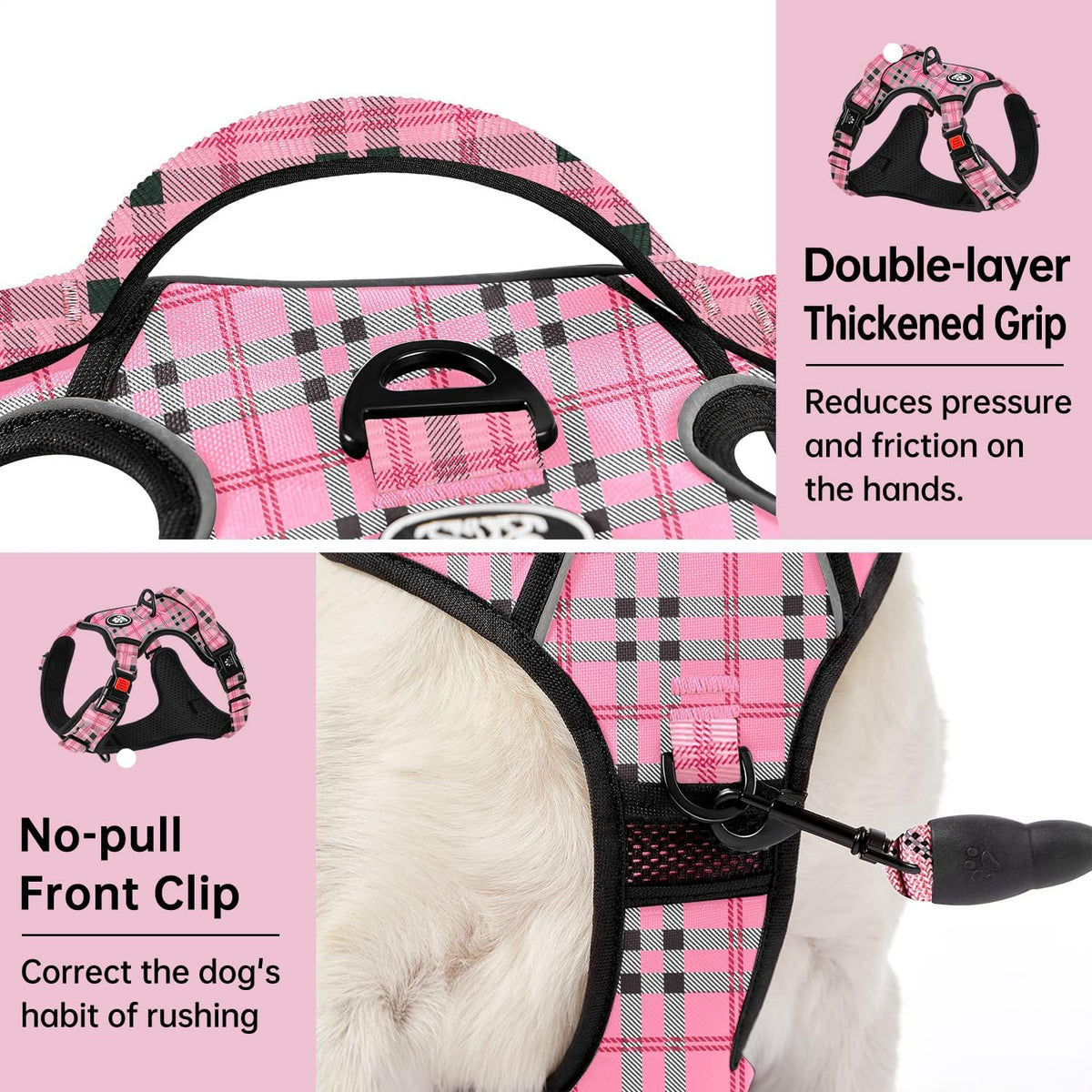 IVY&LANE No Pull Dog Harness with Leash Set, Reflective No Choke Pet Vest,Adjustable Oxford Dog