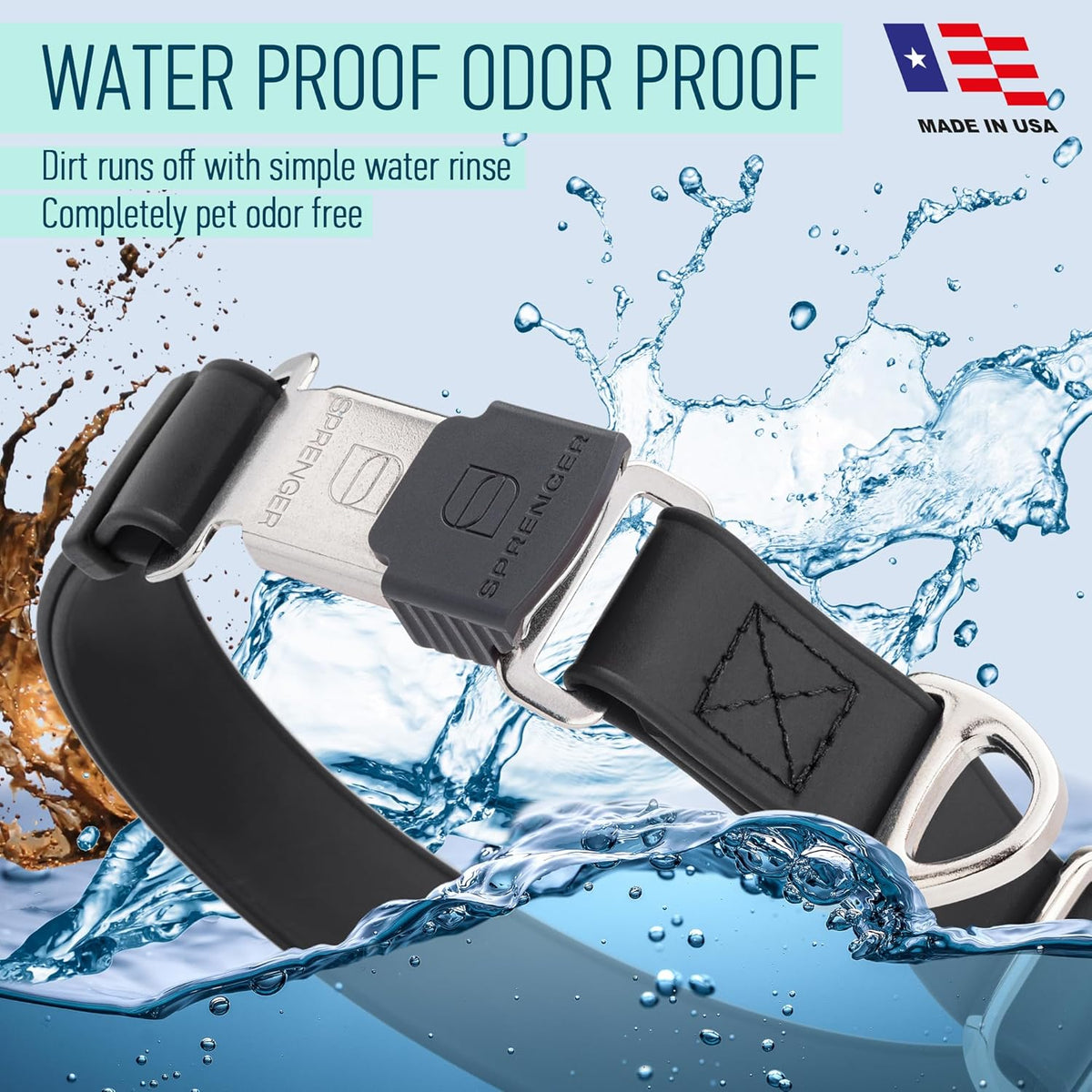 Dogline Biothane Waterproof Dog Collar with Herm Sprenger Stainless Steel Quick Release Buckle