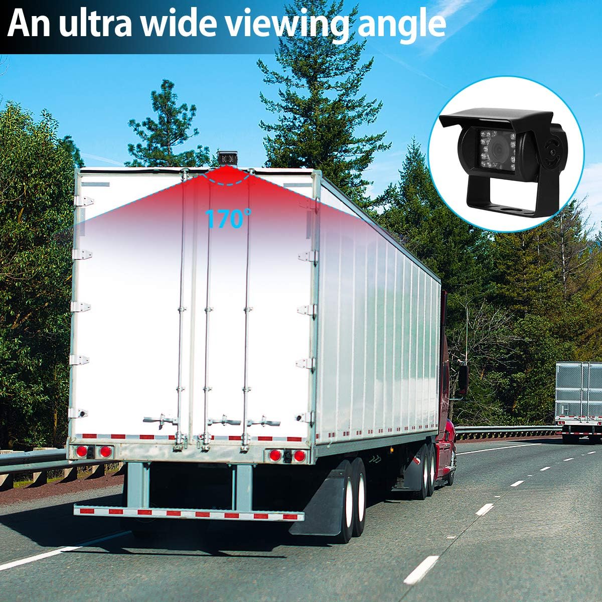 RV Backup Camera and Monitor Kit(12-24V) 7inch HD Monitor Reversing +2 Rear View Camera 170°Wide