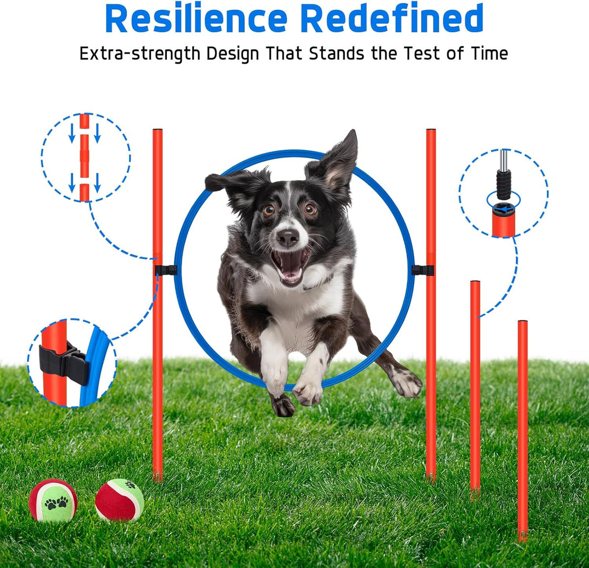 Polar Aurora Dog Agility Equipment, Dog Obstacle Courses Backyard - Pet Outdoor Games w/Adjustable