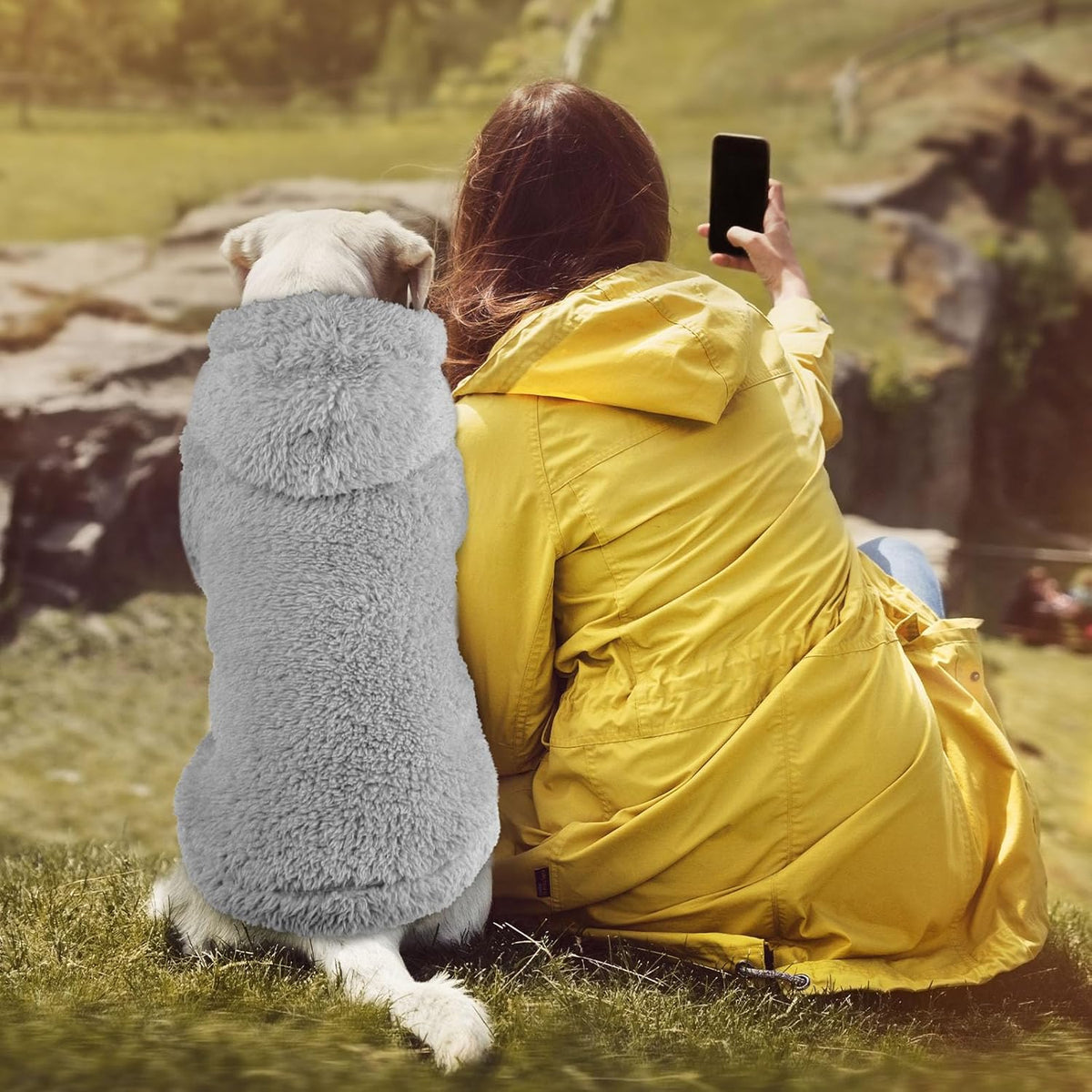 Fuzzy Dog Hoodie Dog Sweaters for Large Dogs Soft Double-Sided Plush Fleece Pet Sweater Clothes