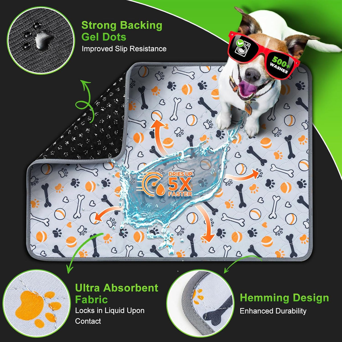 Hompet Dog Grass Pad with Tray Large, 52.7"x35", 2 Reusable Artificial Turf for Dogs Potty