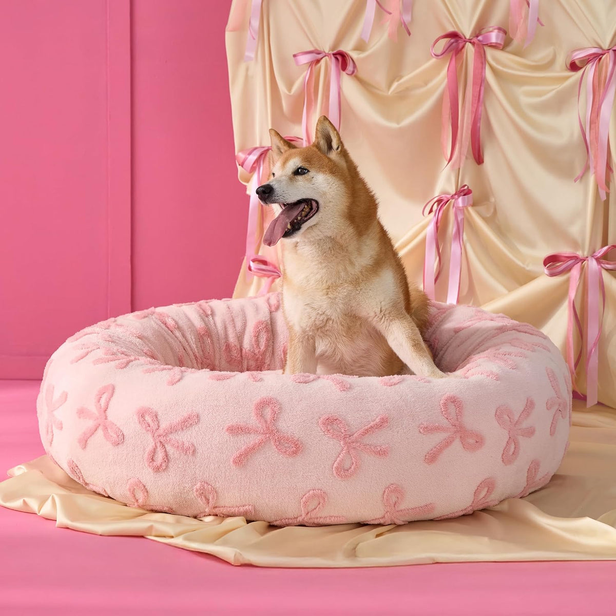 LE SURE Donut Large Dog Bed - Round Cat Beds for Indoor Anti-Anxiety Calming Pet Beds, Washable