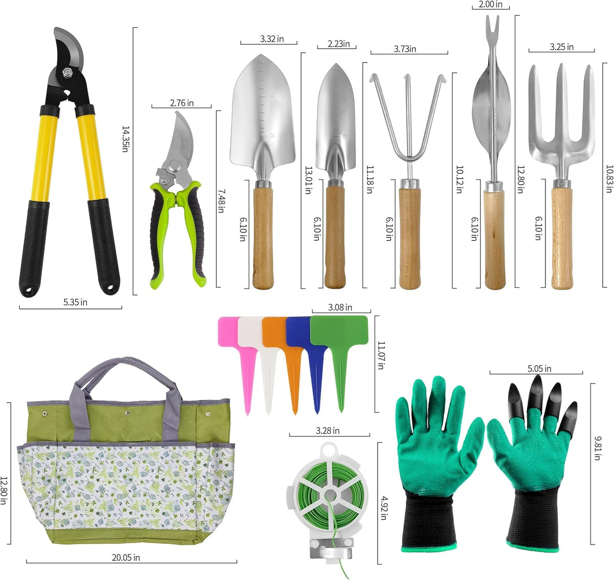 41-Piece Premium Gardening Tool Set, Stainless Steel Heavy Duty Gardening Tool Kit, with Non-Slip