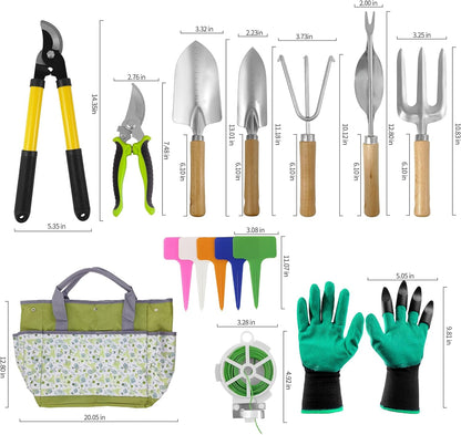 41-Piece Premium Gardening Tool Set, Stainless Steel Heavy Duty Gardening Tool Kit, with Non-Slip