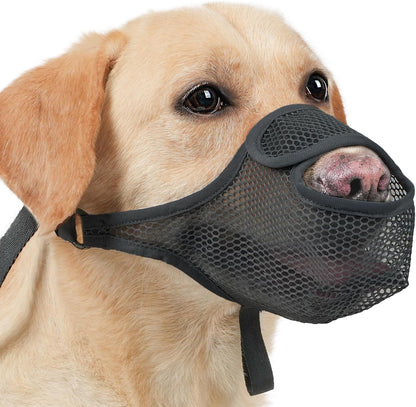 LUCKYPAW Dog Muzzle for Large Medium Small Dogs, Patented Mesh Muzzle to Prevent Biting Chewing