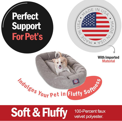 Majestic Pet 32 Inch Micro Velvet Calming Dog Bed Washable 32x23x7 (inch) – Cozy Soft Round Donut