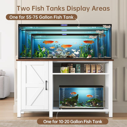 55-75 Gallon Fish Tank Stand with Power Outlet & Adjustable Shelf, Heavy Duty Aquarium Stand with
