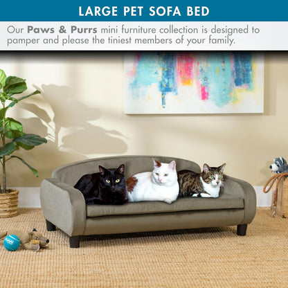 Paws & Purrs Multi-Cat Sofa Bed – 41.5″ Wide Elevated Pet Couch with 3″ Foam Mattress, Removable