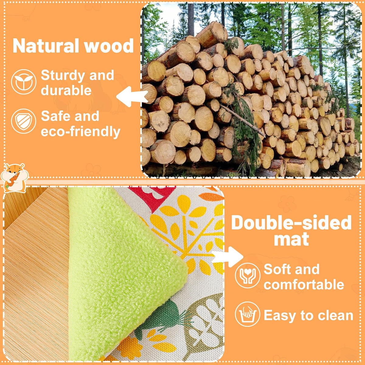 Upgraded Guinea Pig Castle, Sturdy Wooden Guinea Pig Hideout, Small Animal House Bed Hut Habitats
