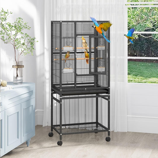 YITAHOME 53.9 inches Metal Bird Cage for Parakeets: Large Parrot Cages with Seed Catcher & Birdcage