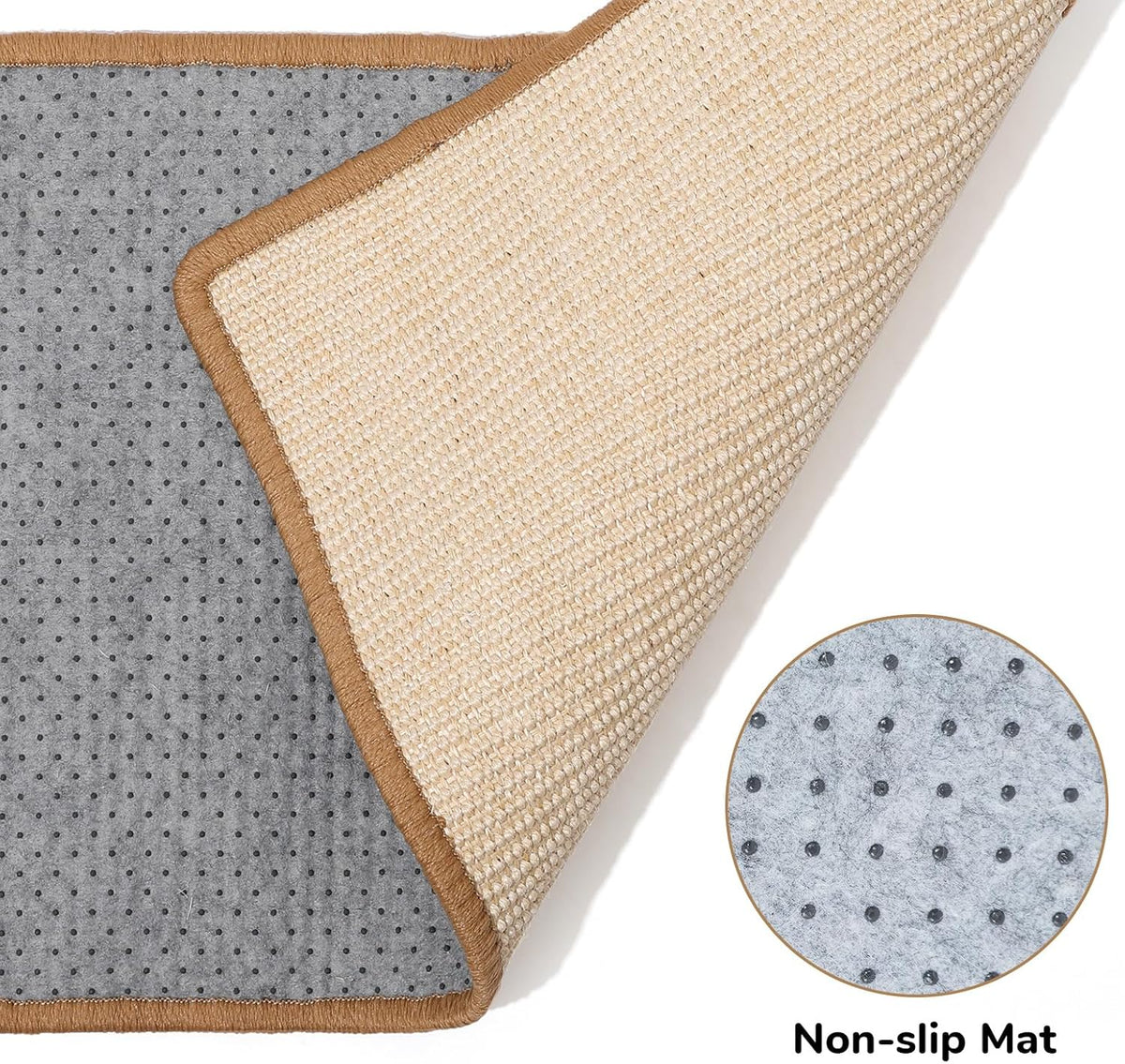 FUKUMARU Cat Scratcher Mat, 23.6 X 15.7 Inch Natural Sisal Cat Scratch Mats, Horizontal Cat Floor