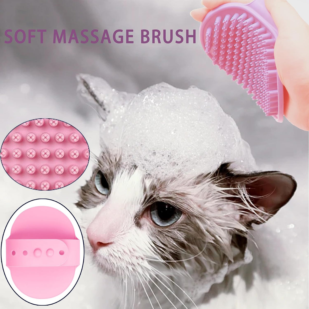 Cat Grooming Brush Kit 6 Tools - Deshedding & Dematting for Long/Short Hair, Self-Cleaning Slicker