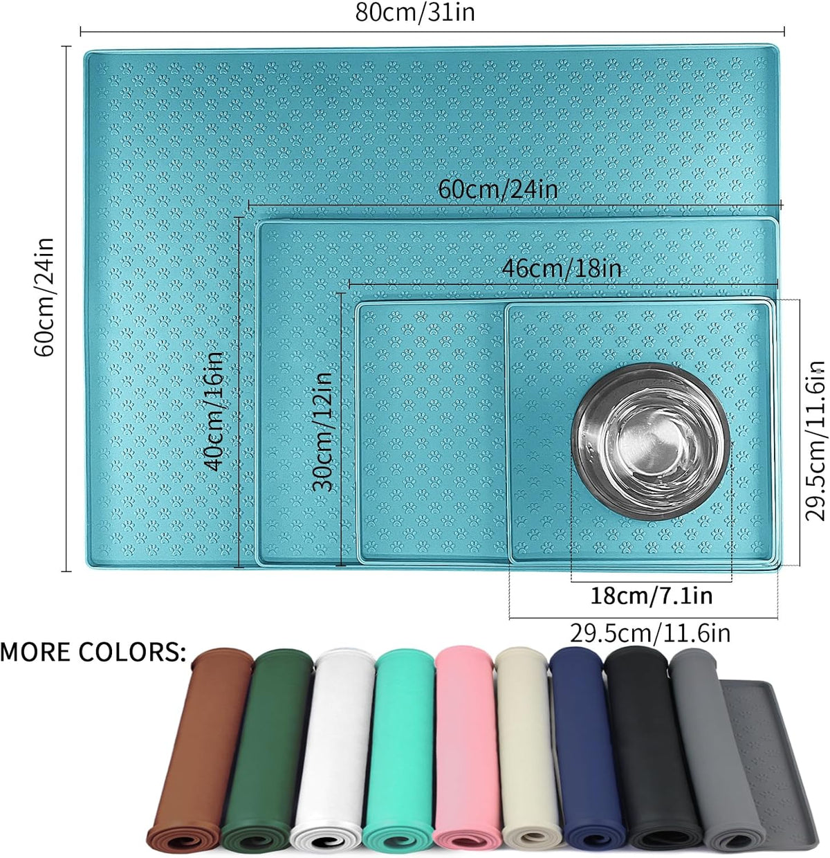 Ptlom Dog Food Mat Anti-Slip Pet Bowl Mats for Food and Water, High-Lips Pet Placemat Prevent Messy