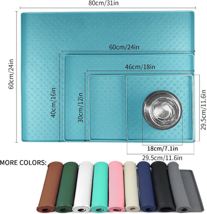 Ptlom Dog Food Mat Anti-Slip Pet Bowl Mats for Food and Water, High-Lips Pet Placemat Prevent Messy