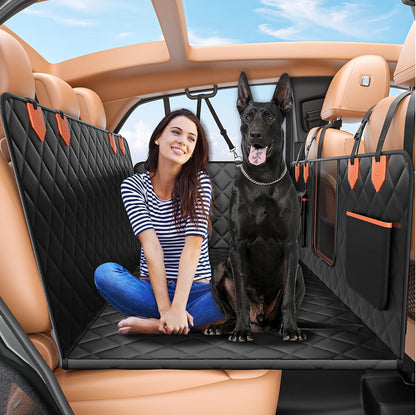 Hard Bottom Car Seat Cover for Dogs,Waterproof Dog Seat Cover for Back Seat Extender,Scratch-Proof