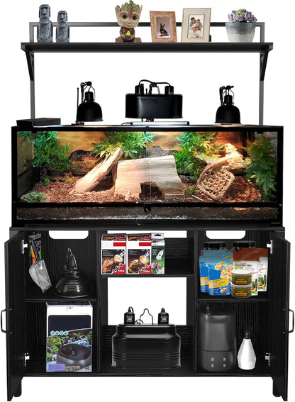 GDLF Reptile Tank Stand Terrarium Stand with Cabinet for Accessories Storage 48" X 24" Tabletop