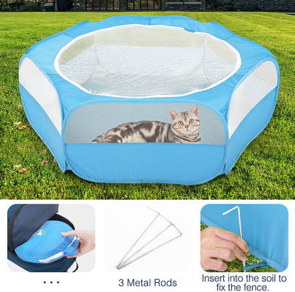 Pawaboo Small Animals Playpen, Waterproof Small Pet Cage Tent with Zippered Cover, Portable Outdoor
