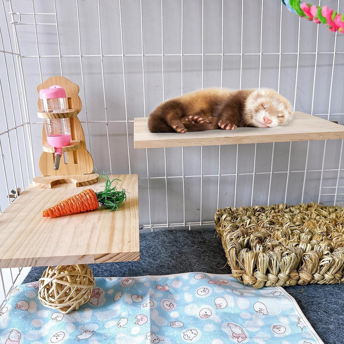 Chinchilla Wooden Platform Ledge 13 × 8 ’’ Bird Perch Stand Shelf 2PCS Large Platform for Ferret