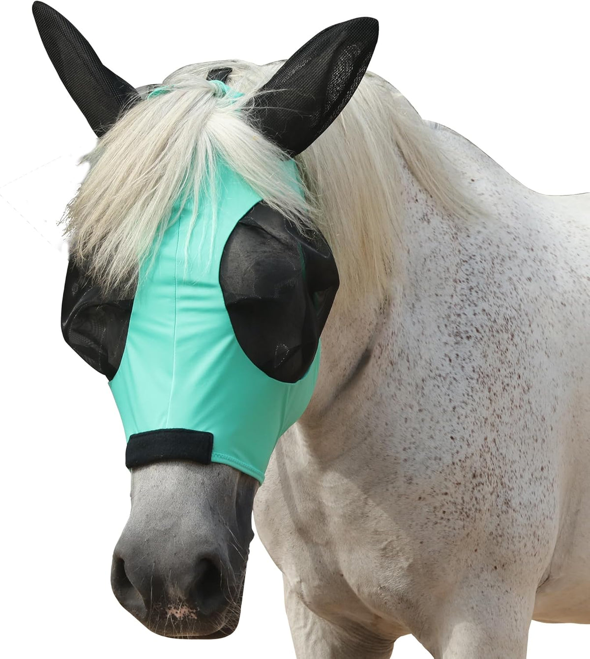 Horse Fly Mask with Ears - Large Eye Space for Full Vision, Breathable Stretch Comfort Fit, UV