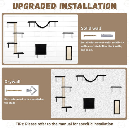 COZIWOW Wall Mounted Cat Furniture, Cat Wall Shelves and Perches, Floating Cat Shelves for Wall Set