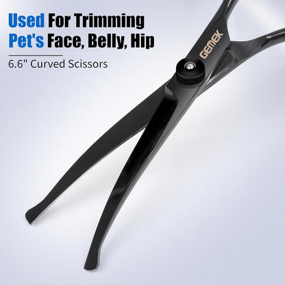 Dog Grooming Scissors Kit with Safety Round Tips, GEMEK Professional 5 in 1 Grooming Scissors for