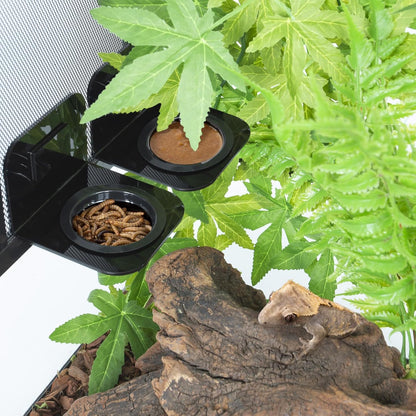 WACOOL Magnetic Reptile Ledge 2PACK, Acrylic Gecko Feeding Ledges with 6PCS Cups, Reptile Food